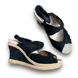 Earthies Javer Slingback Mule Wedge Heels Sandal Genuine Leather 9 Espadrille